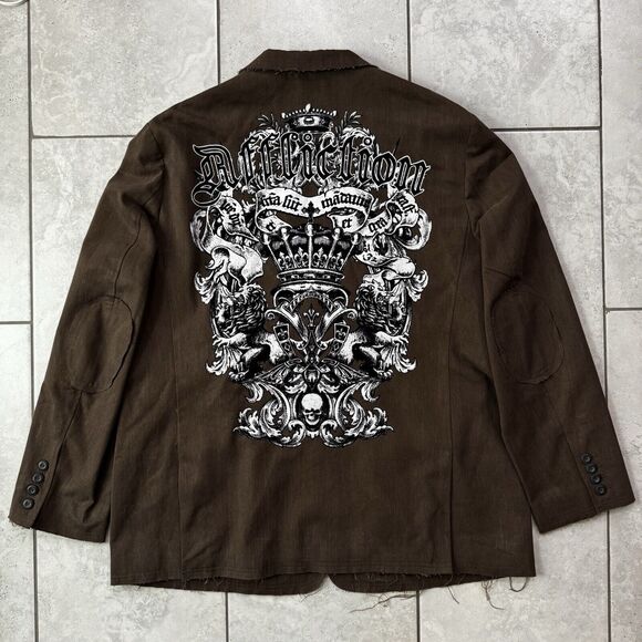 VTG Affliction Red Label Premium Men's Goth Blazer Jacket XL 48-50 Graphic RARE - Picture 13 of 14